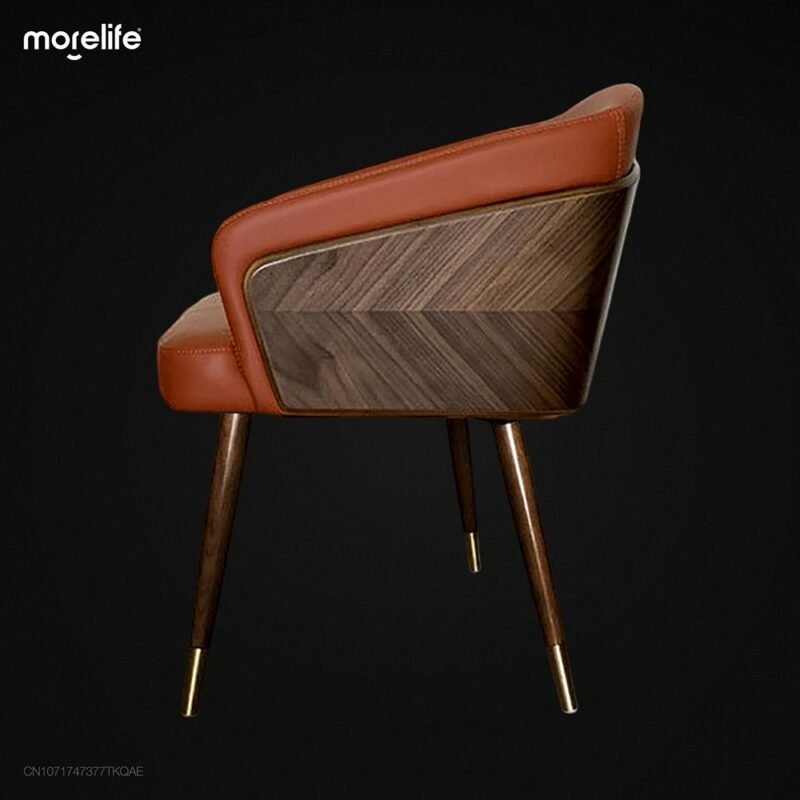 Nordic style solid wood metal leg armchair modern luxury fabric (leather) Bar Cafe family dining chair 5