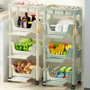 Kitchen Vegetable Curtain Rack Organizer Accessories For Storage And Order Multi-layer Storage Shelves Seasoning 2021 FULLLOVE 1
