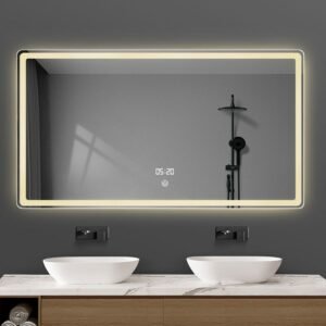 Rectangle Wall Mirror Decorative Touch Switch Bathroom Decorative Mirror Modern Smart With Lights Espelho Room Accessories 1