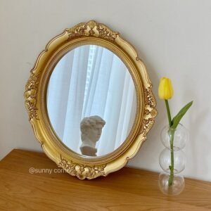 Vintage Art Mirror Bathroom Decor Design Nordic Shower Gold Metal Frame Makeup Mirror Luxury Miroir Mural Room Decor Vintage 1