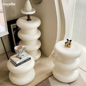 Nordic plastic small stools side tables family living rooms cream style round stools creative low stools shoe changing stools 1