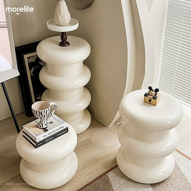Nordic plastic small stools side tables family living rooms cream style round stools creative low stools shoe changing stools 1