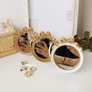 Makeup Led Light Smart Vintage Mirror Crafts Jewellery Tray Dressing Quality Mirror Gold Round Espejos Con Luces Room Decor 1