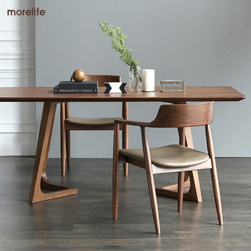 Nordic solid wood dining chair Simple presidential leisure chair Hiroshima chair Log hall negotiation desk chair home chair 4