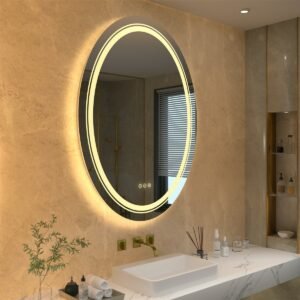 LED Illuminated Mirror Oval Bathroom Makeup Mirror with Dimmable 1