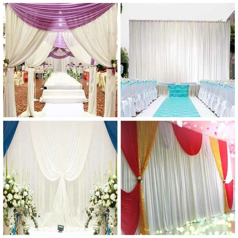 10ft X 10ft White Pleated Decoration Wedding Photography Backdrop Curtain For Celebration Stage Party Decor 6