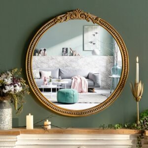 desk mirror Wall Mirrors Irregular Elegant Vintage Macrame Dressing Round Mirror Wall Elegant nordicc Miroir Elegant Home Decor 1