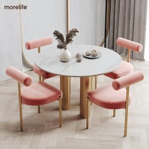 Luxury Modern Dining Chairs for Kitchen Nordic Home Living Room Furniture Backrest Designer Dining Chair Fabric Makeup Chair 1