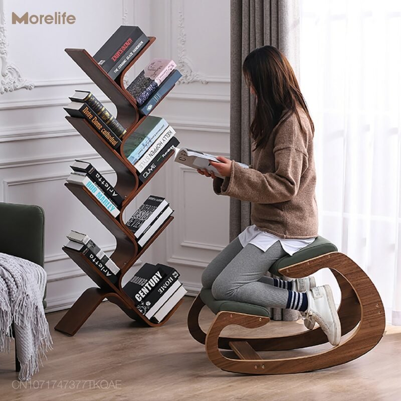 Nordic solid wood leisure rocking chair Light luxury household computer chair Kneeling chair Orthostatic rocking chair 3