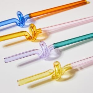 Ins Nordic Color Glass Straw Environmental Protection Special Shaped Lovely Coffee Mixing Twsiting Straws Reusable Straw 1