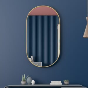 Golden Oval Bath Mirrors Wall Mounted Toilet Dressing Table Makeup Mirror Aluminum Alloy Bathroom Mirror Bathroom Home Decor 1