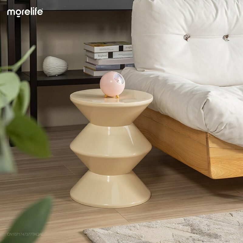 Round Coffee Table Plastic Nordic Small tea table Living Room Sofa Side Table Hallway Shoes Stool Balcony Small Desk Nightstands 4