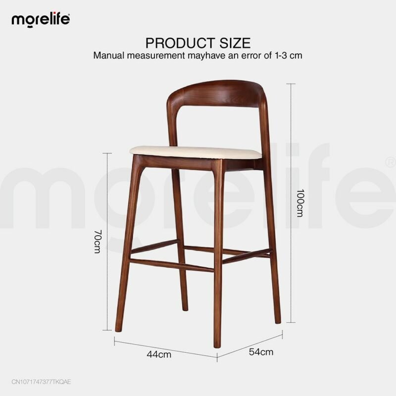 Nordic bar chair Light luxury solid wood bar stool Modern minimalist high chair Bar chair Back bar stool Back chair Leisure home 5