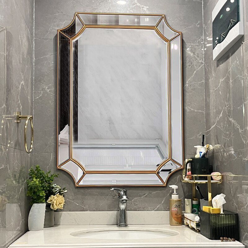 Nordic Irregular Shower Mirror Luxury Makeup Modern Style Decorative Wall Mirror Vanity Espelho Parede Bathroom Decoration 1