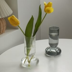 Nordic Minimalist Creative Glass Vase Transparent Waterproof Flower Container Living Room Ornaments Home Decor 1