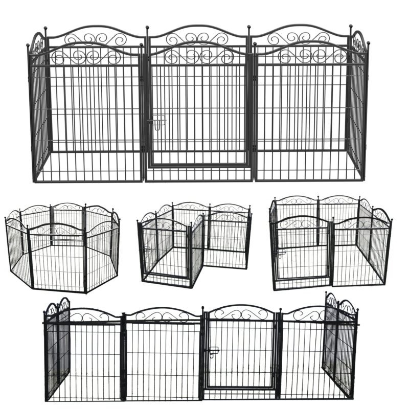 Dog Playpen, 8 Panels Playpen 32 Inch Height in Heavy Duty, Folding Indoor Outdoor Anti-Rust Dog Exercise Fence Portable 2
