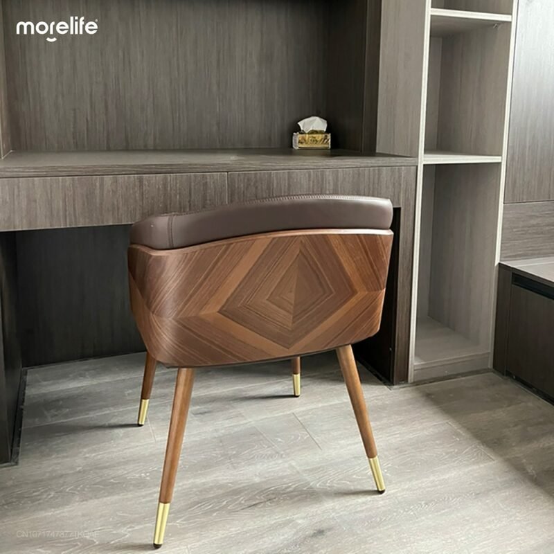 Modern Minimalist Dining Chair Luxury Wooden Armchair High Quality Lounge Chairs Comfortable Seat Kitchen Furniture 3