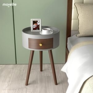 Nordic Style Side Table 3 Legs Bedside Bedroom Nightstand Light Luxury Simple Small Round Desk Lockers Coffee 1
