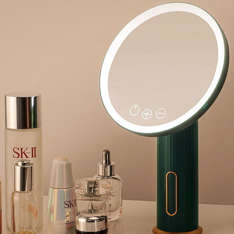Irregular Shape Makeup Light Mirror Tempered Glass Portable Lace Touch Switch Mirror Light Led Stand Espelho Com Led Room Decor 2