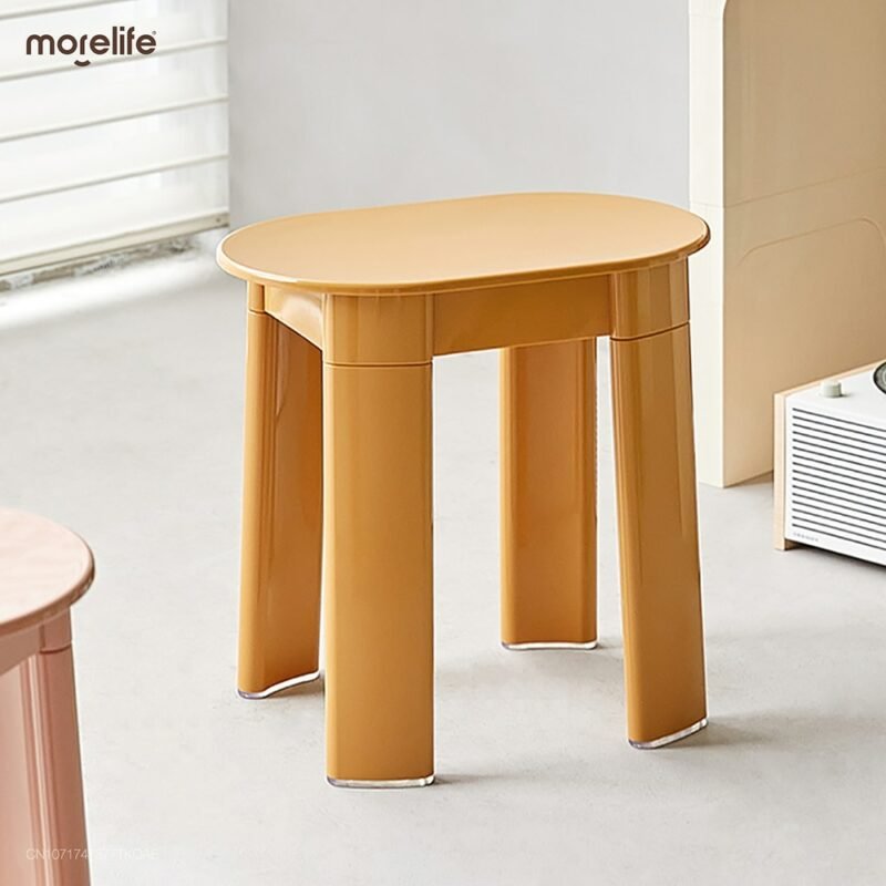 Medieval Plastic Low Stools Small Household Plastic Stools Household Thickened Round Stools Simple Dressing Stools 3