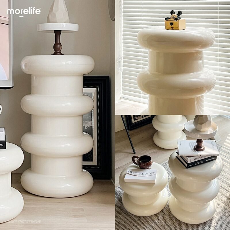 Nordic plastic small stools side tables family living rooms cream style round stools creative low stools shoe changing stools 6