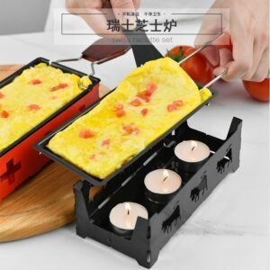 Portable Non-Stick Metal Cheese Raclette Oven Grill Plate Rotaster Baking Tray Stove Set Home Kitchen Butter Cheese Baking Tool 1