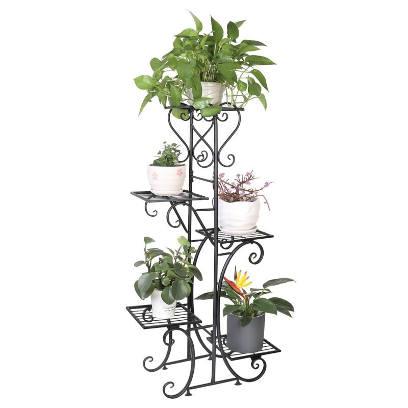 5 Tiered Tall Plant Stand Indoor Iron Planter Shelf Rack Garden Metal Flower Pots Display Holder Outdoor 5