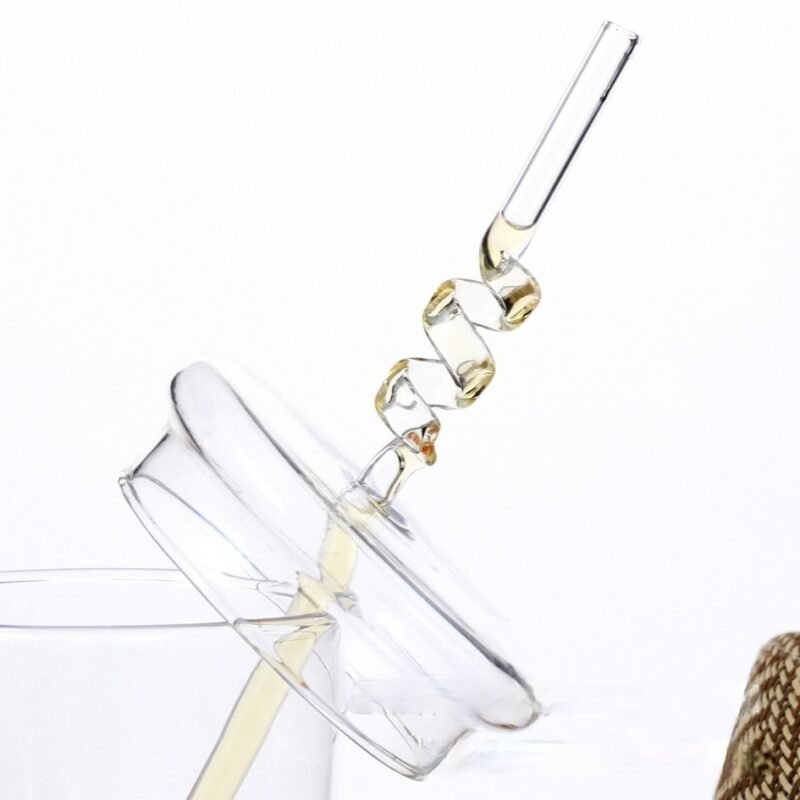 Creative Heat-resistant Transparent Glass Straw Milk Tea Juice Reusable Glass Twist Straws Bending  Long Stem Sip Straw 4