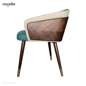 Nordic style solid wood metal leg armchair modern luxury fabric (leather) Bar Cafe family dining chair 1