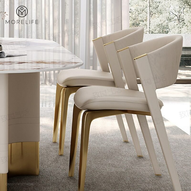 Gold metal dining chairs modern style backrest dining chairs kitchen furniture 3