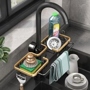 Kitchen Sponge Storage Faucet Holder Soap Drainer Shelf Basket Space Aluminum Sink Drain Rack Organizer Bathroom Accessories 1