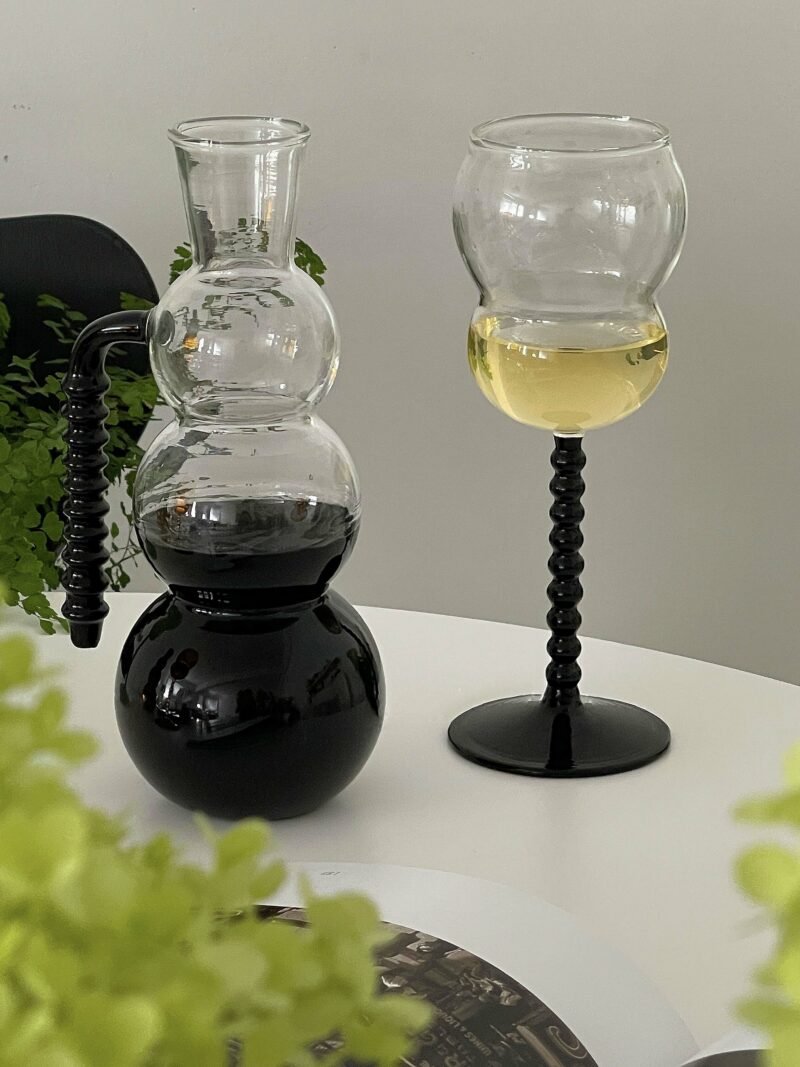 Homemade Creative Decanter Summer Kettle Set Colored Glass Cup High Foot Vintage Cup Wine Cup Shot Glasses Set Goblet 3