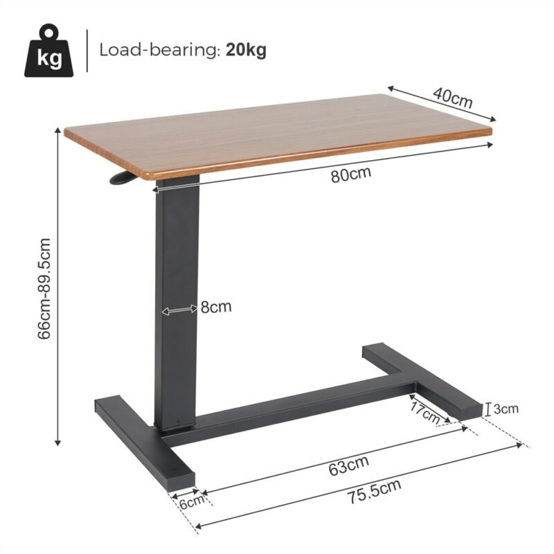 Large Rolling Overbed Laptop Desk Height Adjustable Table Stand for Hospital US Bedside Tray 6