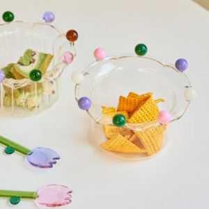 5inch glass bowl salad bowl cute Crown Bowl fruit plate Dish Snack Candy Cake Bowl Ice Cream Cup Microwave Oven Bakware 1