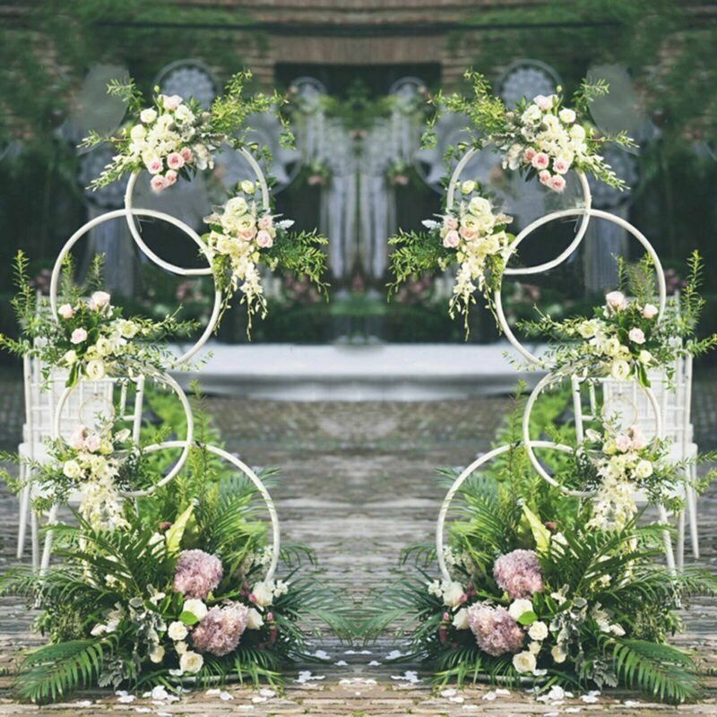 Wedding Flower Display Frame Round Arch White Metal Circle Backdrop Stand Party Wedding Ceremony 1