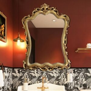 Luxury Vintage Cosmetic Bathroom Mirror Decorative Standing Large Makeup Wall Mirror Home Decoration Espejos Room Ornaments 1