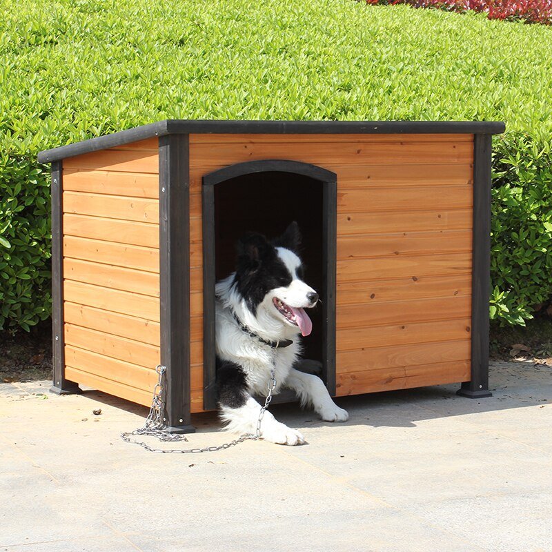Solid Wooden Dog House Waterproof Outdoor Kennel Cage Large Breed Dogs Dog House Samoyeds Kennel Package Mail Sent Door Curtain 2