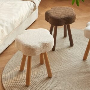 MOMO Household Cloud Stool Light Luxury Lamb Cashmere Dining Stool Low Stool Lovely Creative Shoes Stool Ressing Stool 1