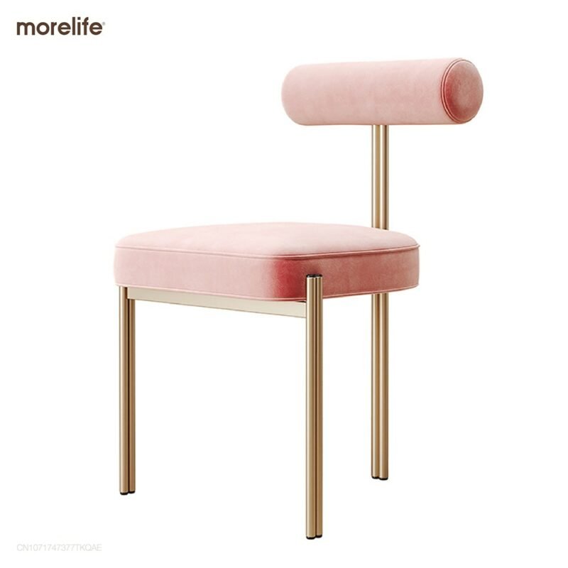 Luxury Modern Dining Chairs for Kitchen Nordic Home Living Room Furniture Backrest Designer Dining Chair Fabric Makeup Chair 6