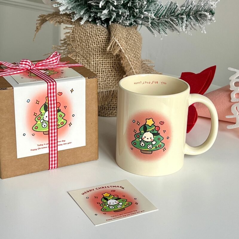 MOMO Original Copyright Illustration Cute Pacha Dog Christmas Printing Ceramic Mug Gift Breakfast Coffee Milk Cup 4