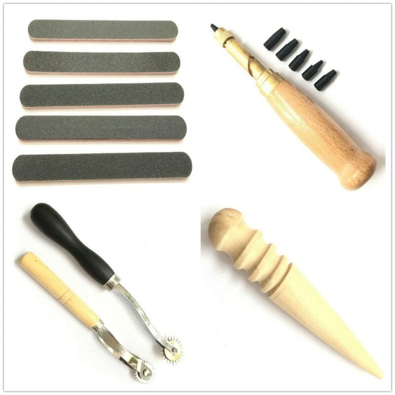 18 Pcs Professional Leather craft Tool Kit DIY leather Sewing Stitching Punch Carving Work Saddle Leathercraft Accessories 6