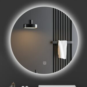 50x50cm LED Lights Frameless Round Bathroom Smart Mirror Wall-mounted  Bathroom Make Up Smart Big Mirror Illuminated Anti-fog 1