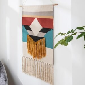 Boho Home Decor Macrame Wall Hanging Tapestry Cotton Tassel Handmade Woven Geometric Canvas Art Background Cloth Tapestry 1