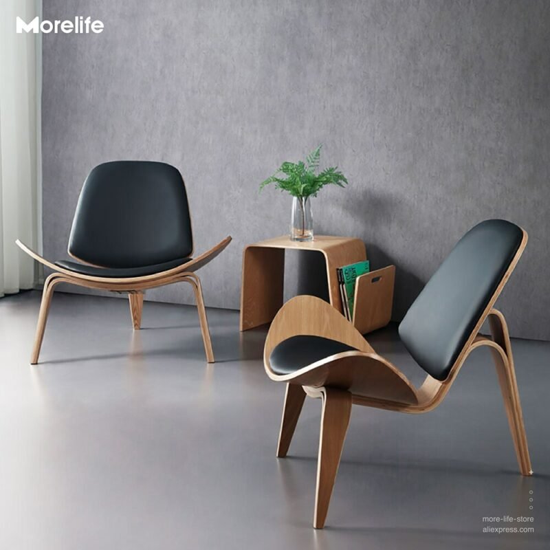 Nordic Denmark Design chair Smiling Shell Chair Simple sofa Lounge chair Armchair Plywood Fabric Living Room Furniture Chair 5