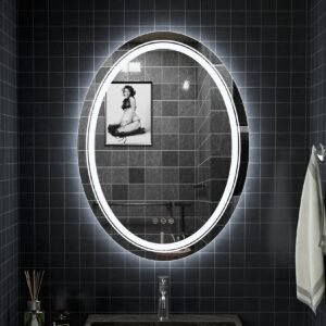Large Oval LED Bathroom Mirror Lighted Mirror Anti-Fog Vanity Bathroom Backlit Mirror Dimmable Wall Mounted Mirror 1