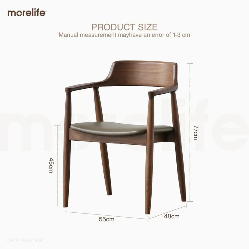 Nordic solid wood dining chair Simple presidential leisure chair Hiroshima chair Log hall negotiation desk chair home chair 6