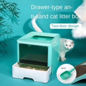 Cat Litter Box Top-entry Fully Enclosed Deodorant Drawer Type Cat Toilet Large Send Shovel To Prevent Splashing Pets FULLLOVE 1