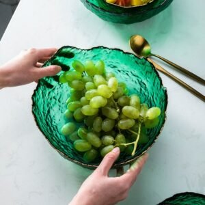 Irregular Gold Inlay Edge Glass Salad Bowl Fruit Rice Serving Bowls Food Storage Container Lunch Box Decoration Tableware 1