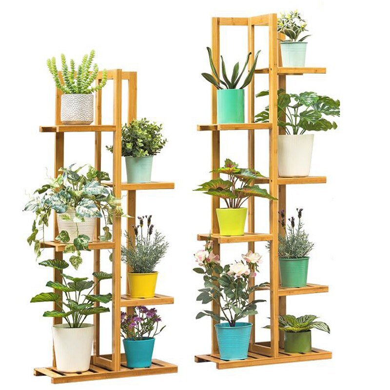 Bamboo 5 / 6  Tier  Plant Stand Rack Multiple Flower Pot Holder Shelf Indoor Outdoor Planter Display Shelving Unit for Patio 6