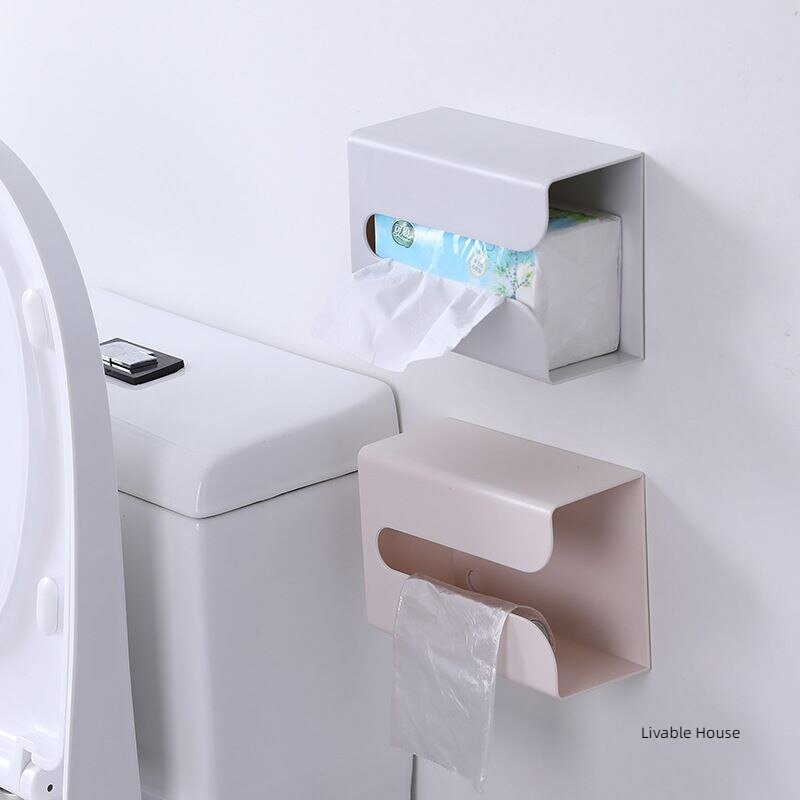 Wall-mounted tissue holder on the wall of the paper drawer Creative simple plastic multifunctional toilet tissue box 2